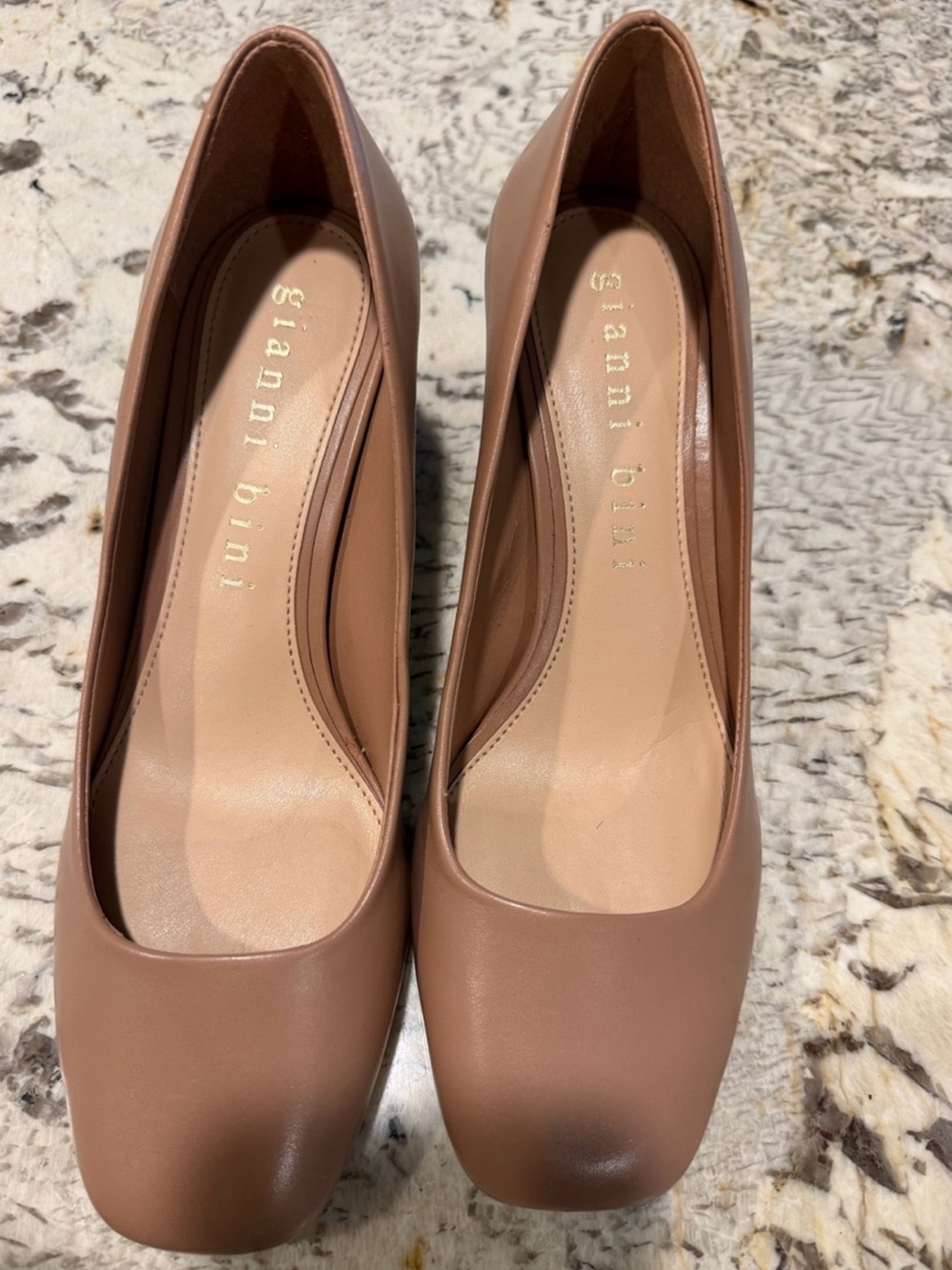 Gianni Bini Blush Nude Taupe Block Heel Pumps - Picture 2 of 8